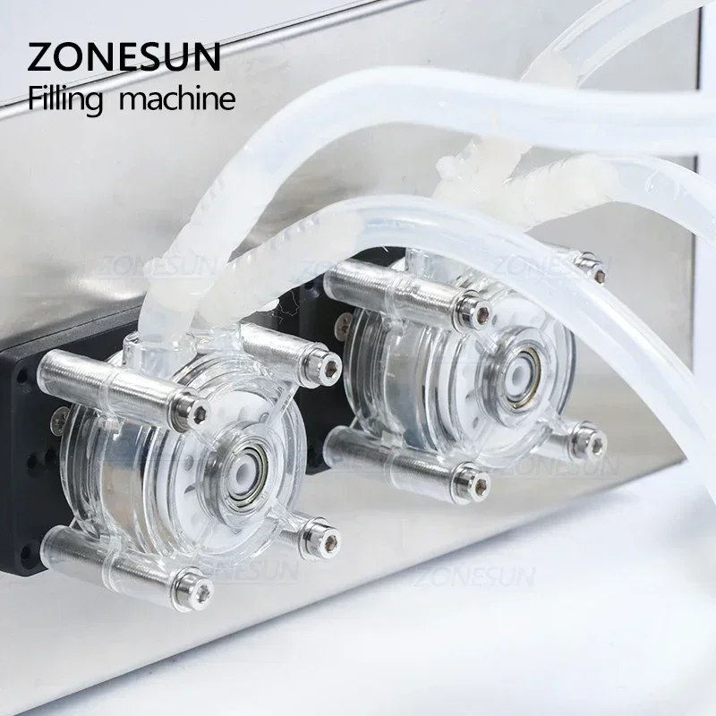 ZONESUN ZS-YTPP2T 2-Head Liquid Filling Machine Semi-Automatic Water Bottle Filler with Peristaltic Pump