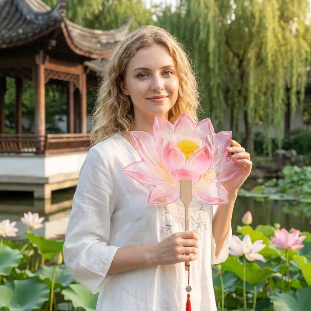 Sweet Irregular Lotus Shape Fan Cooling Feature Aesthetic Decoration Handheld Fan Chinese Style Fan Summer Use