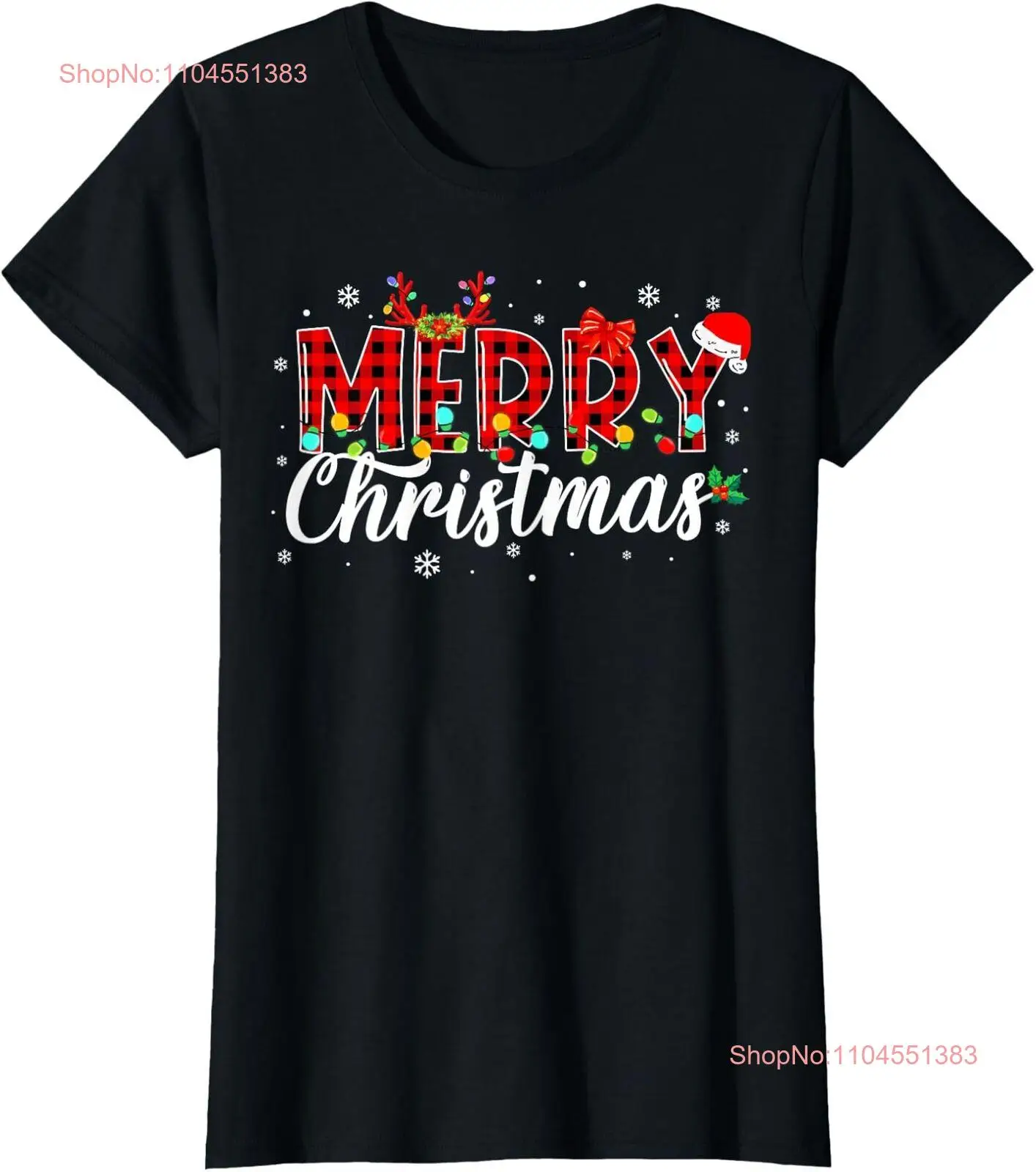 

Merry Christmas Buffalo Plaid Red Santa Family Ladies' Crewneck T-Shirt