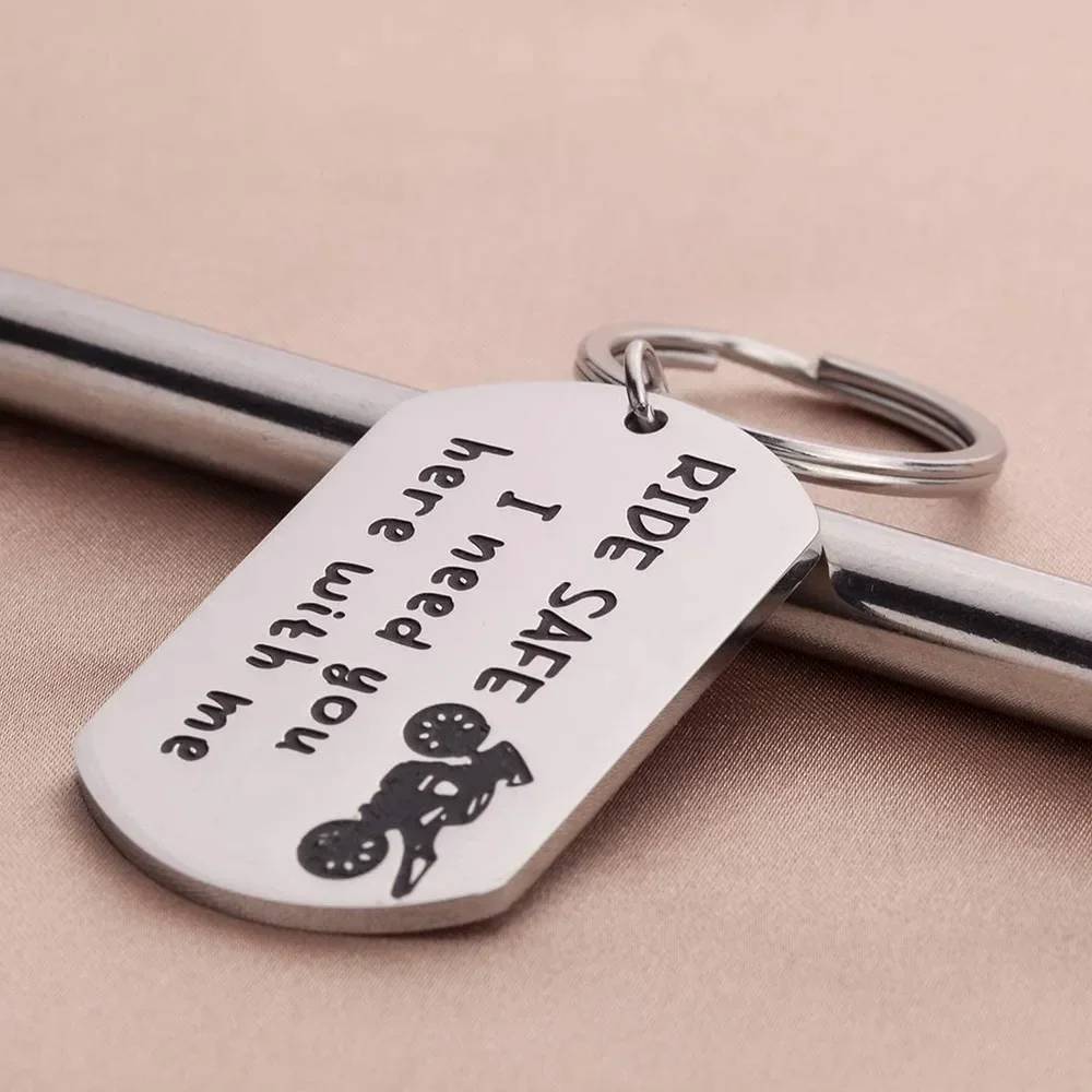 Fathers Day Ride Safe Keychain Biker Motorcycle Keyring Gift for Him Boyfriend Husband Dad Couples Gifts for New Driver Biker