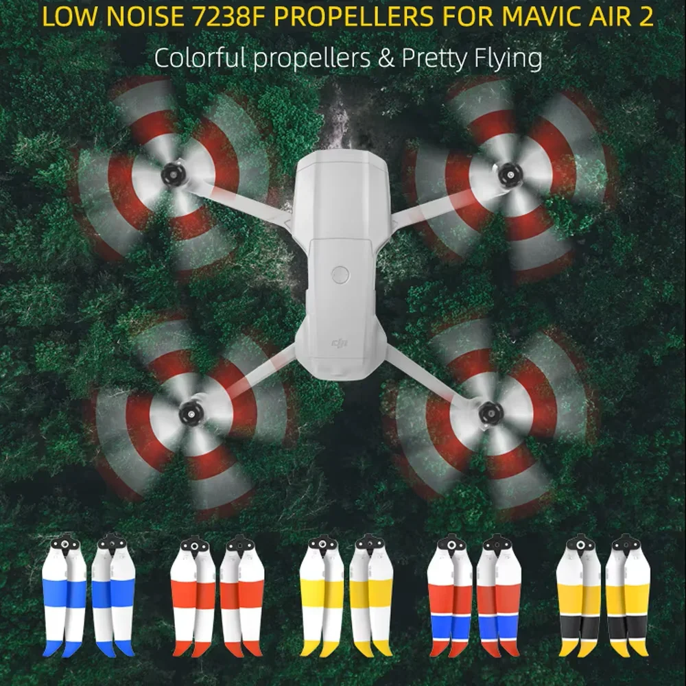 Hélice colorida de bajo ruido 7238F para DJI Mavic Air 2 AIR 2S, ventilador de ala, accesorios de repuesto para Dron, 4 Uds.