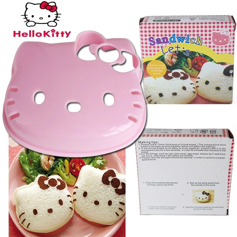 New Hello Kitty Love Heart Bento Mould Creative Sandwich Biscuit Mould Children\'s Breakfast Bento DIY Tools Kitchen Accessories