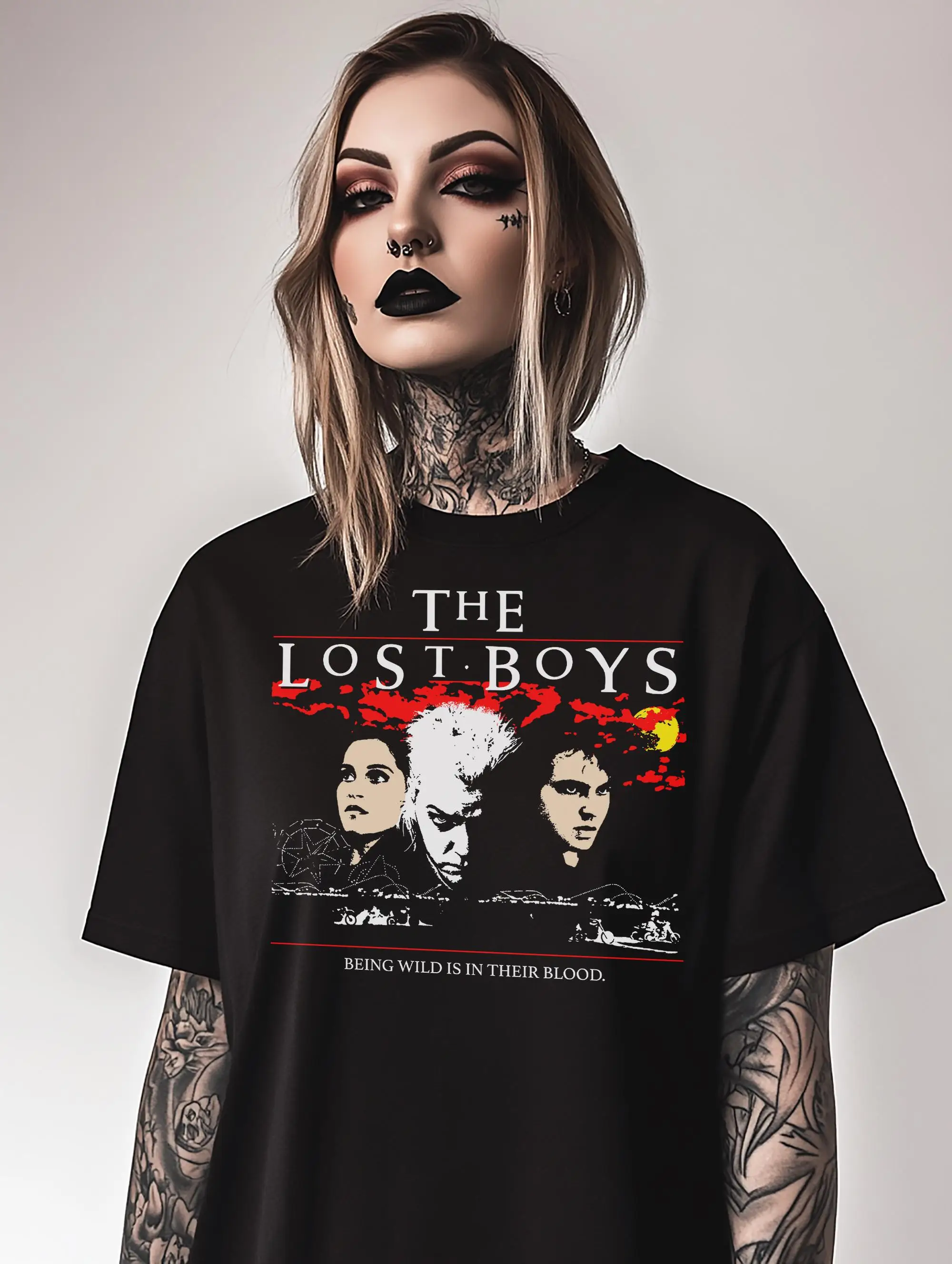 تي شيرت رعب The Lost Boys 1987 قميص رعب 80s قميص شمع كبير الحجم ليلة الخوف Lifeforce the Hunger Creepshow Monster Squad #1