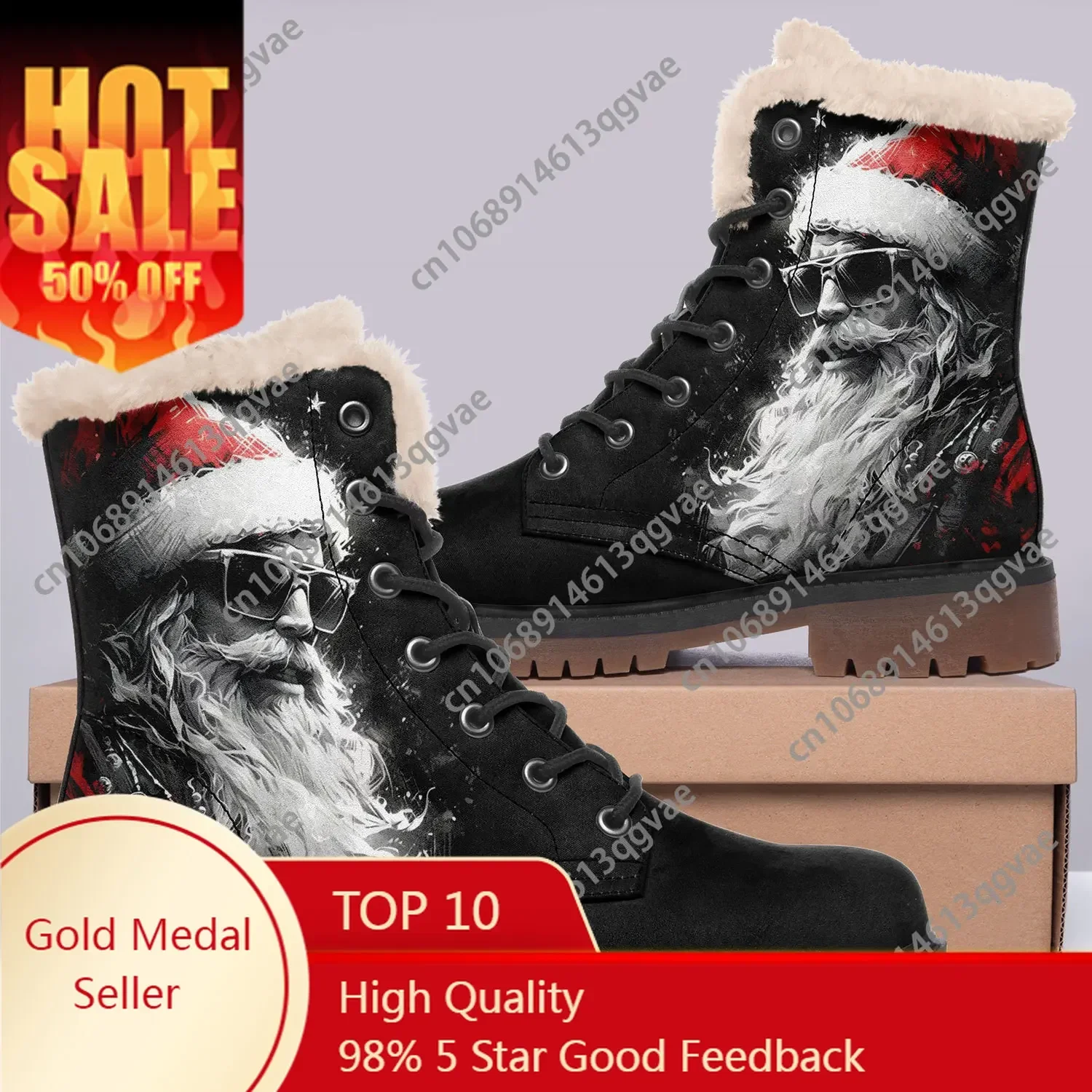 

Punk Style Christmas Old Man Custom Boots Mens Womens Teenager Customized Boot Casual Snow Shoe High Quality Couple Sports Shoes