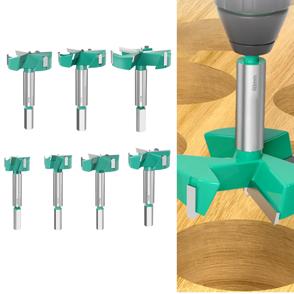 1PC 16-60mm 3-schneidigen Holzbearbeitung Loch Opener Cutter Scharnier Langweilig Bohrer Bits Hex Schaft High Carbon stahl Loch Opener Cutter