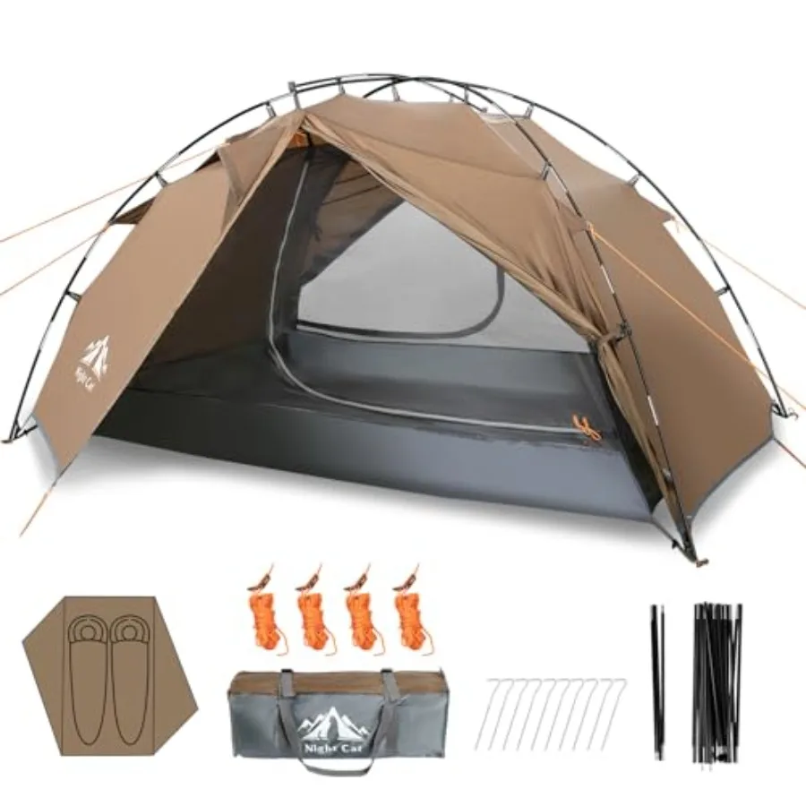 

Backpacking Tents Fast Setup Hiking Camp Tent Foldable Pole Double Layers Two Doors Waterproof Lightweight Compact 7x4.4ft