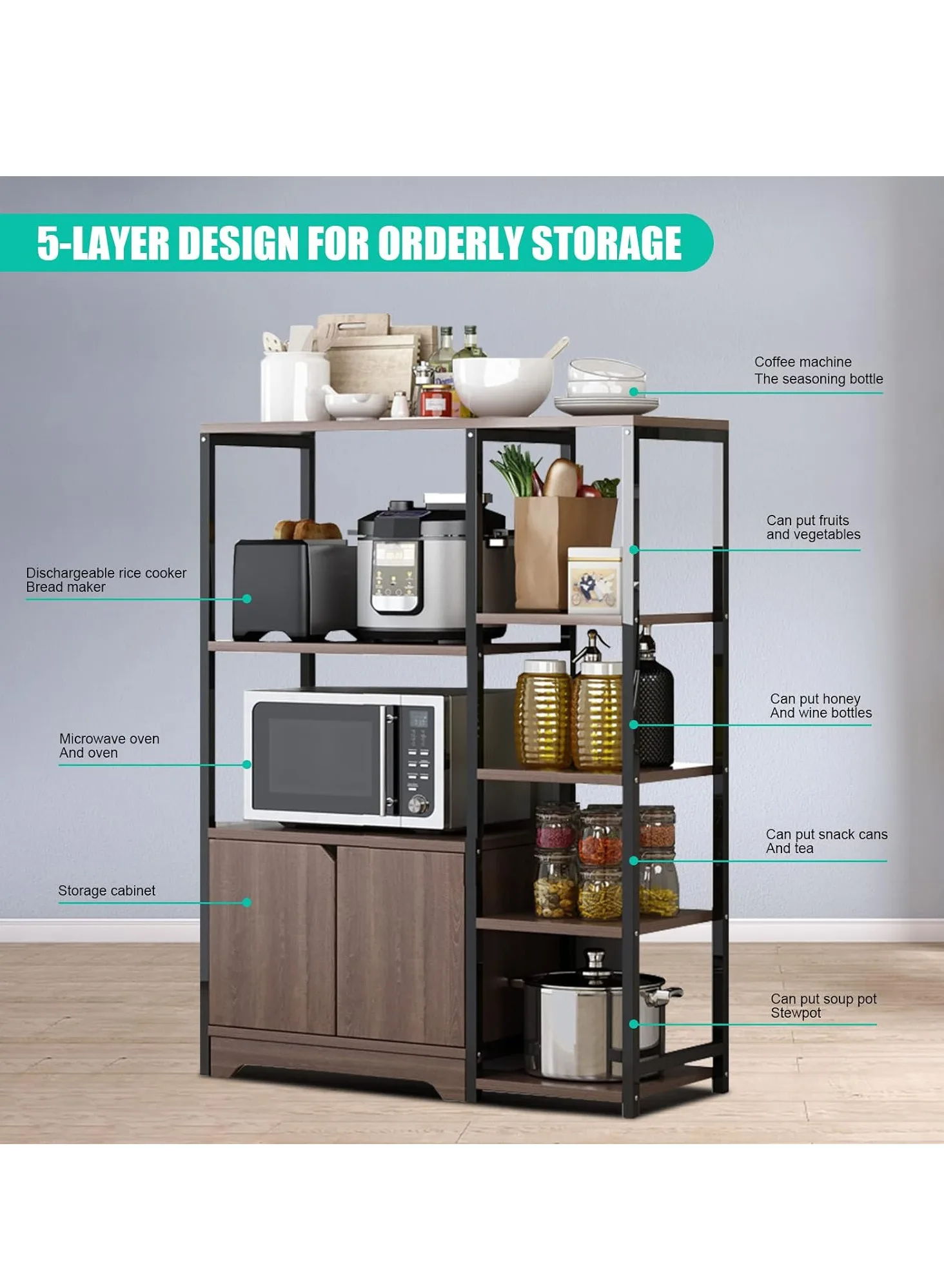 Coffee Corner Coffee Cabinet Kitchen Cabinet  Multi-Function Sideboard Landing Microwave Oven Shelf Household Space-Saving