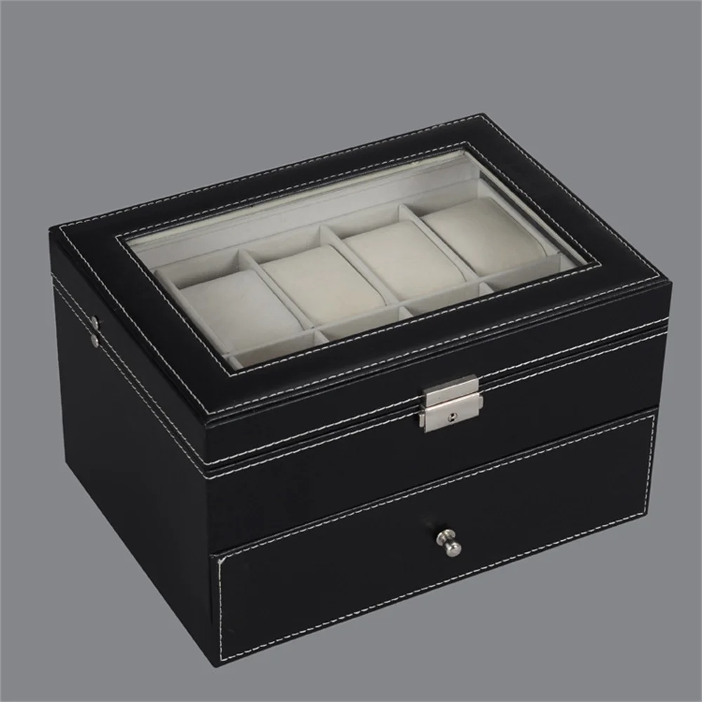 Professional 20 Grids Watch Box Storage Holder Double Layers PU Leather Watches Case Organizer Box Jewelry Display Storage Case