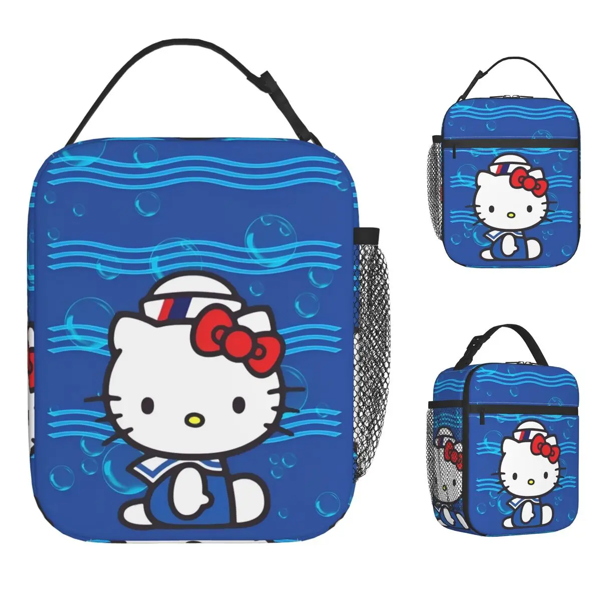 

Изолированные сумки для обеда Hello Kitty Bubbles Термосумка Контейнер для обеда, портативная сумка-тоут, ланч-бокс для девочек и мальчиков, колледж, путешествия