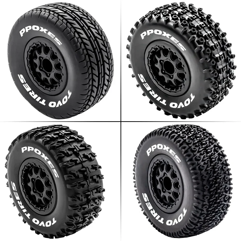 4pcs 112mm 1/10 Short Course Truck Tires Tyre Wheel With 12mm Hex For Slash Arrma Senton HuanQi 727 Vkar 10sc Hpi Rc Car