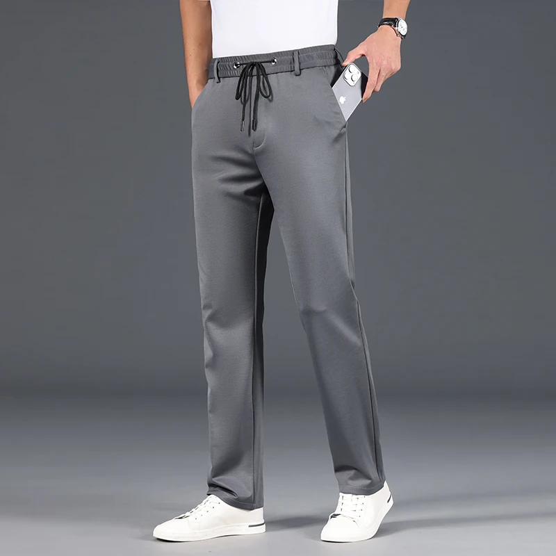 

Men's Cosy Pants Black Gray Navy Cool Breathable Fabric Elastic Waist Trousers Spring Summer Essentials Comfort Clothings 2025