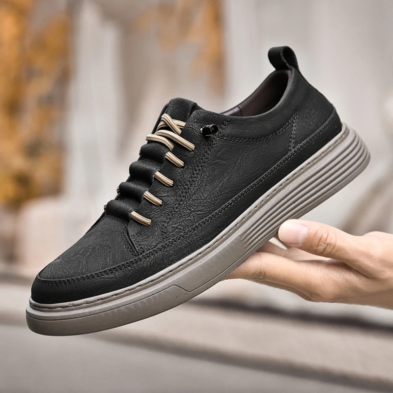 

Spring New Outdoor Sneakers Shoes Fashion Genuine Leather Casual Shoes Lightweight Men's Oxford Shoes Jogging Men's Footwear