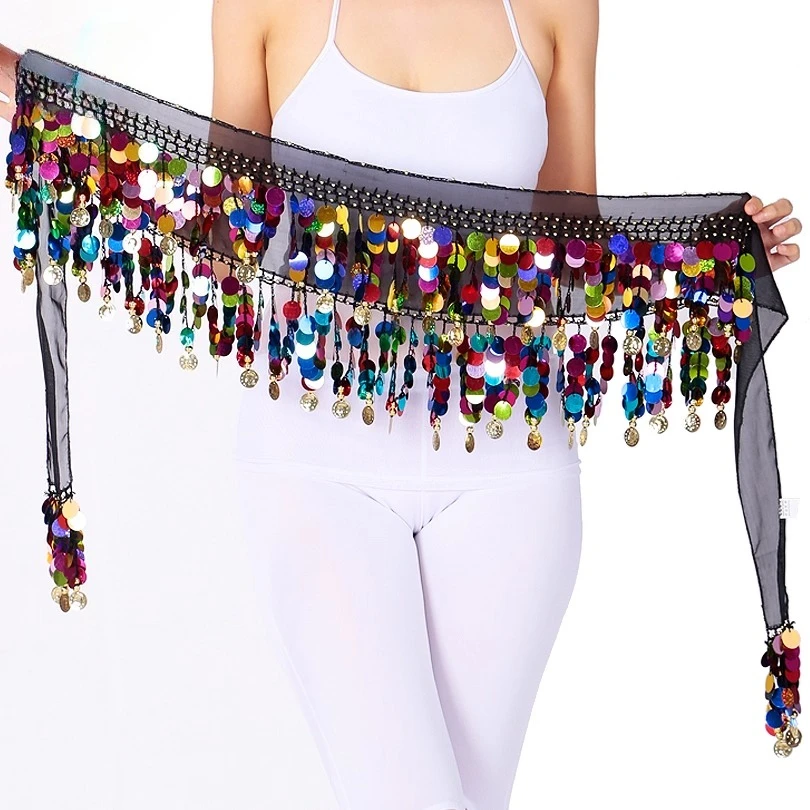 Maßgeschneidertes Damen-Bauchtanzkostüm für Erwachsene, Taillenkette, Hüfttuch, Kupfer-Gong-Paillettengürtel, zum Üben, indischer Tanz, Taillendichtung