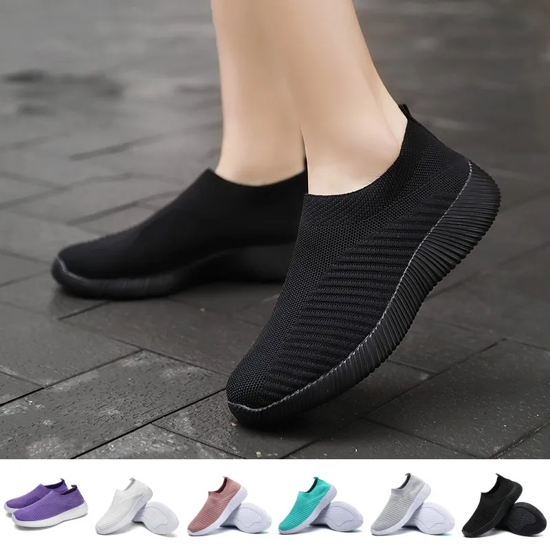 Women Vulcanized Shoes High Quality Women Sneakers Slip On Flats Shoes Women Loafers Plus Size 43 Walking Flat