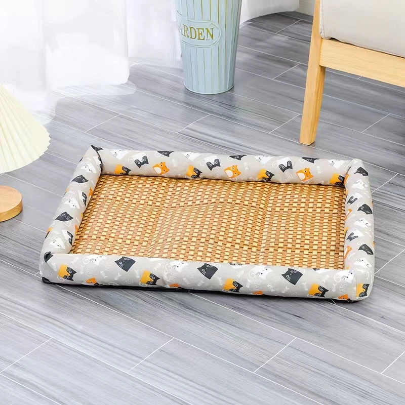 Summer Rattan Cat Bed Comfortable Pet Ice Mat for Cats Small Dogs Cat Nest Mat Kitten Puppy Beds Cushion Pets Supplies