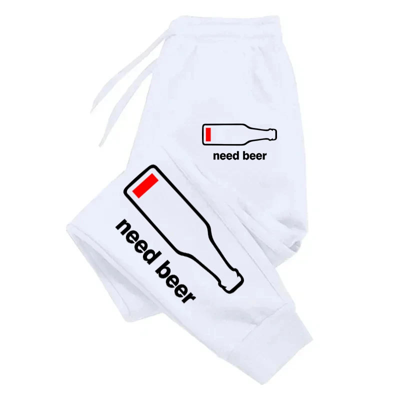 

Need Beer Letter Printed Women Men Sweatpant Baggy Joggers Warm Outdoor Trouser Pocket Drawstring Fleece Couple Pants Clothes