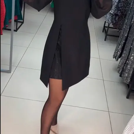 Vestido Retro con cuello redondo y manga abombada, vestido falso de dos piezas para mujer, vestidos ajustados elegantes de nuevo estilo 2025