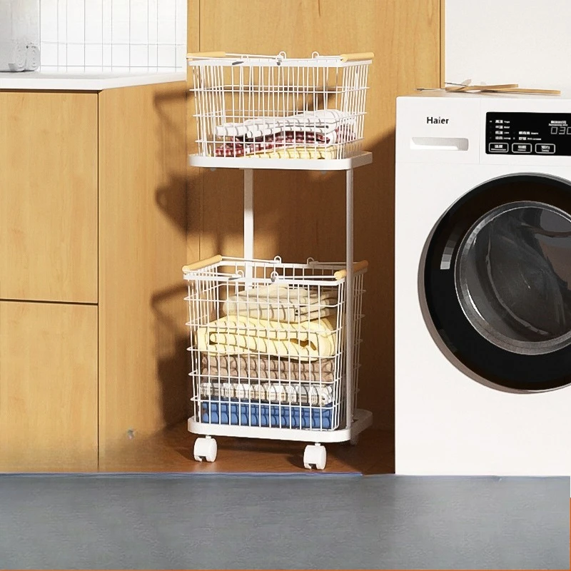 PYH Direct Supply Dirty Laundry Basket Household Dirty Basket Multi-layer  Wheel Advanced Sense Iron Art