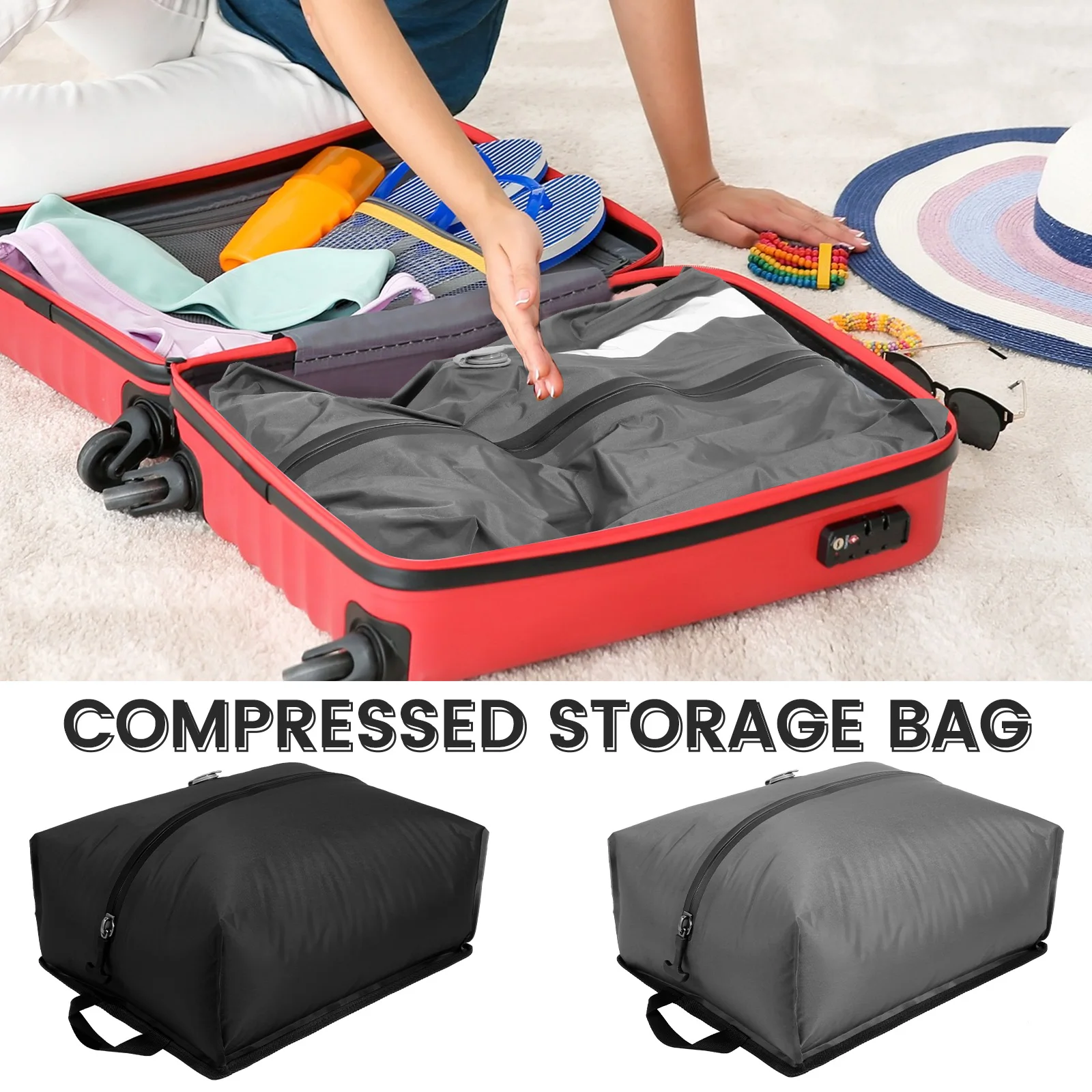 Bolsa de compresión al vacío con válvula unidireccional de 16L, bolsa de vacío de viaje con cierre de cremallera hermética impermeable con ventana visible para frecuentes