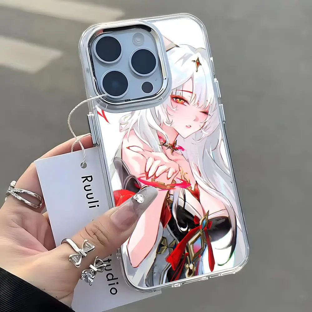 Hsin Jianxin Phone Case For iPhone17 16 15 14 13 12 11 Pro Max Plus Chrome Button Camera Ring Transparent Case