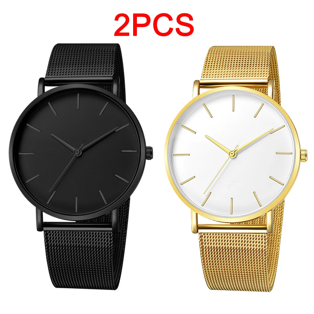 Minimalist Men\'s Fashion Ultra Thin Watches Business Simple Style Stainless Steel Mesh Belt Quartz Wristwatches For Men VIP