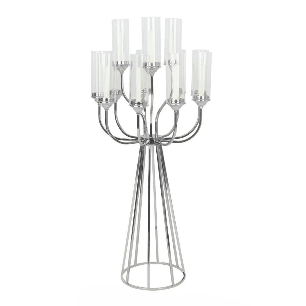 

Exquisite 48" Tall 12-Arm Silver Candle Holder Candelabra - Perfect for Wedding and Event Centerpiece Decor