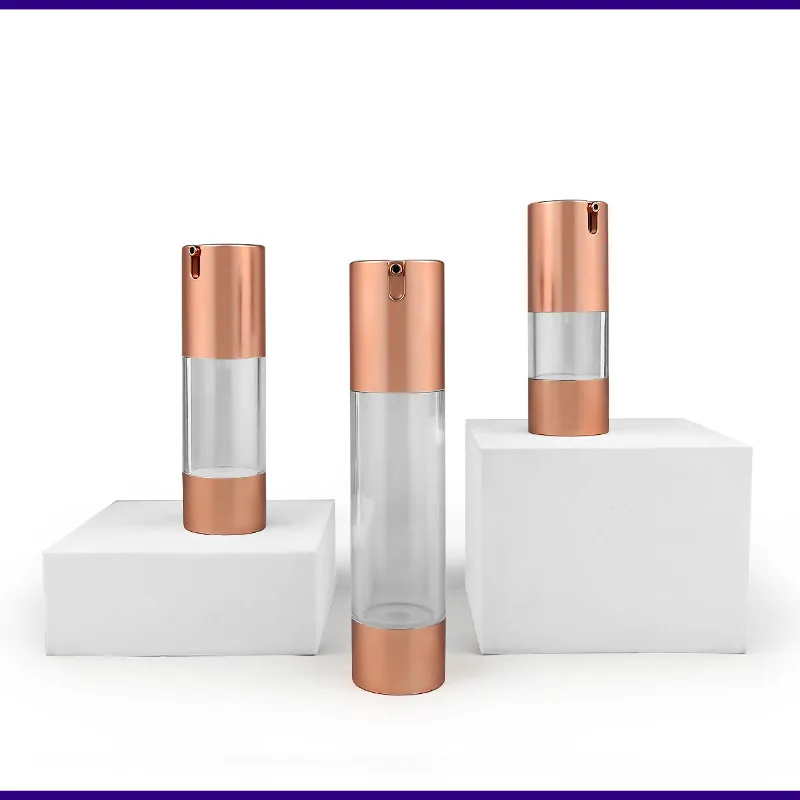 

15ml 30ml 50ml Empty Plastic Cosmetic Bottle Travel Liquid Bottles Rose Gold Airless Pump Vacuum Lotion/Emulsion Container