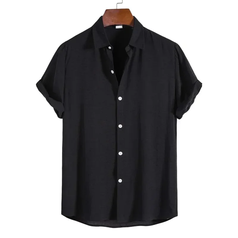 Camisas Para Hombre 2022 Summer Men's Fashion Trend Casual Solid Color Lapel Short Sleeve Shirts Men Clothing