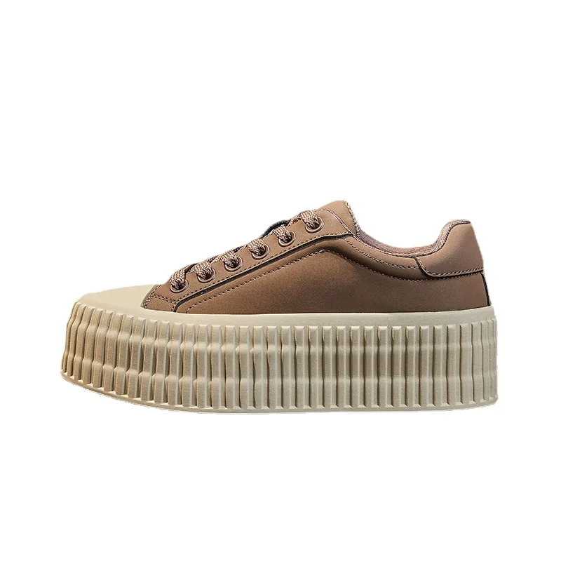 ZXRYXGS promozione delle vendite scarpe in vera pelle donna Flats 2024 New Spring Lace-up punta tonda Platform Sneakers scarpe rialzanti