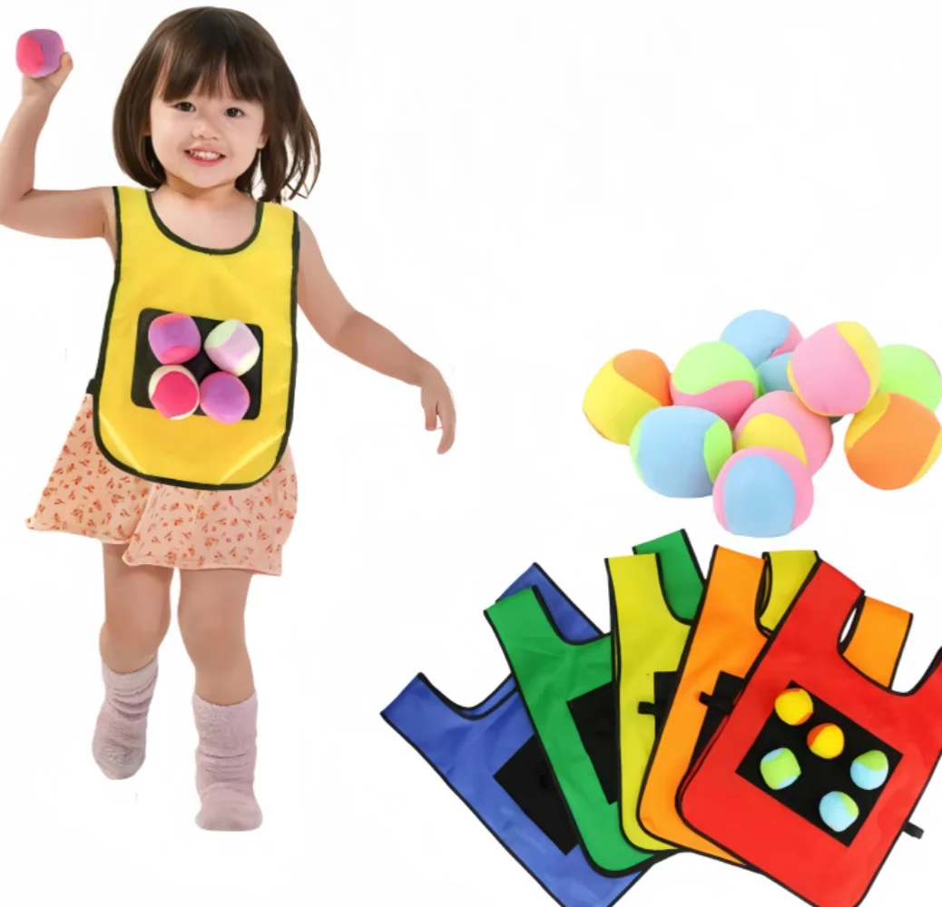 Gilet da gioco appiccicoso Dodge Ball Sport all'aria aperta Giocattolo Jersey Puntelli in tessuto Lancio Cattura palline in morbido pile Sicuro per bambini Adolescenti Adulti