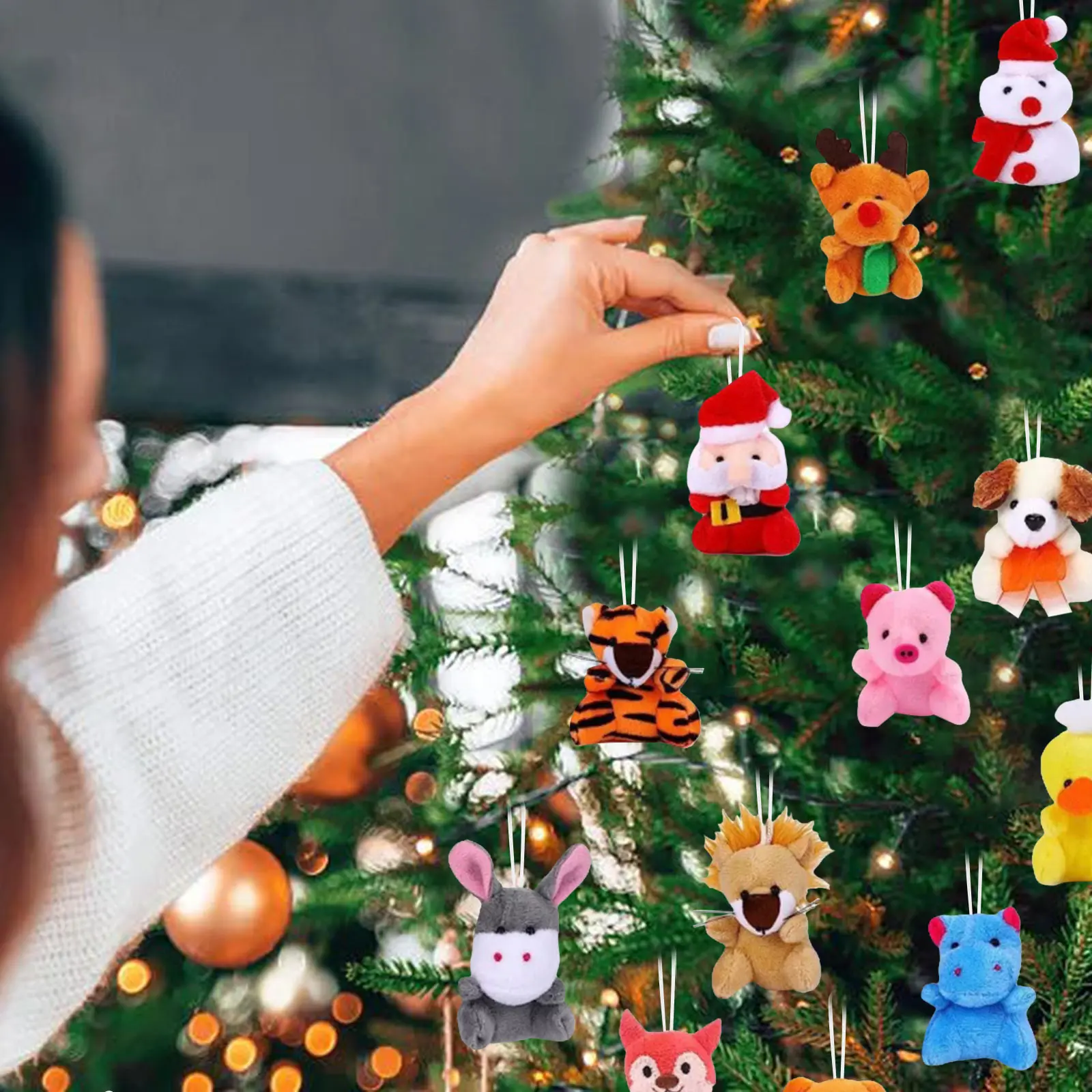 Kids Christmas Calendar Countdown 24 Christmas Countdown Plush Doll Keychain Pendant Children's Surprise Calendar Timer Light