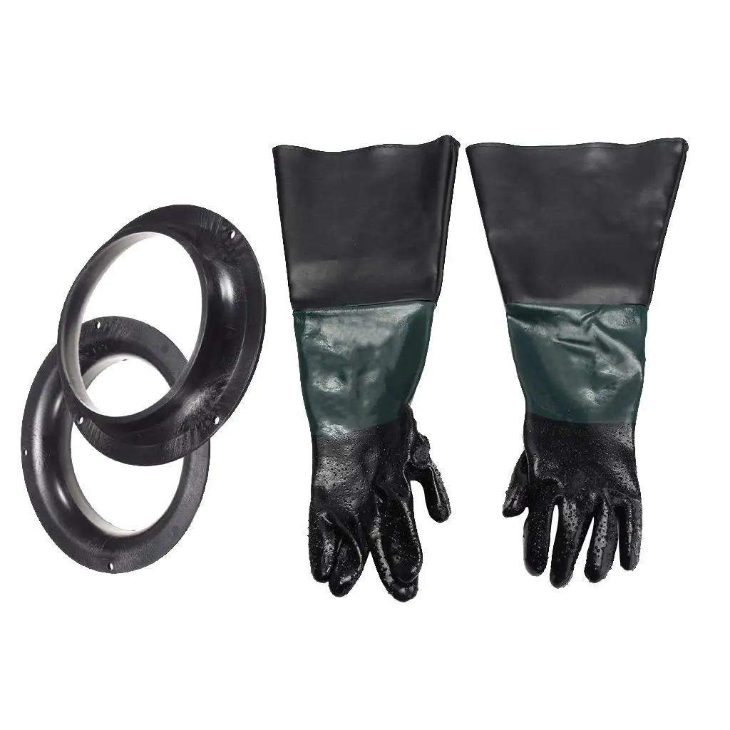 Pair of Sandblasting Gloves & 2pcs Glove Holder for Blast Cabinet Sand Blast