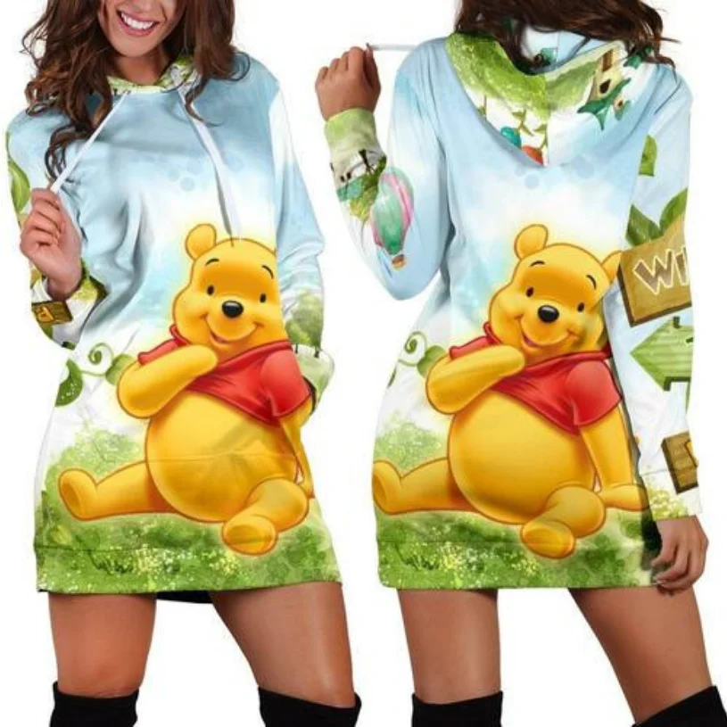 Winnie The Pooh Hoodie Dress Sweater Dress Sweatshirt Dress 3d All Over Print For Women Hoodie