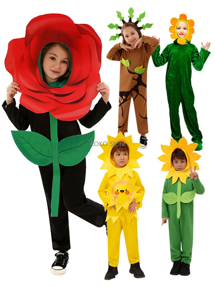 

Halloween Children's Little Sunflower Tree Sunflower Carrot Costume Kindergarten Plant Party Dressup Performance Costume Cosplay