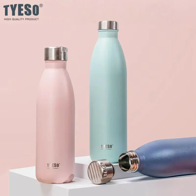 TYESO 750/1000ml Tyeso Thermobecher Kalt- und Heißgetränke-Thermobecher Sport-Wasserflasche Vakuum-Reisebecher Kaffeebecher Fahrrad-Getränkeflasche