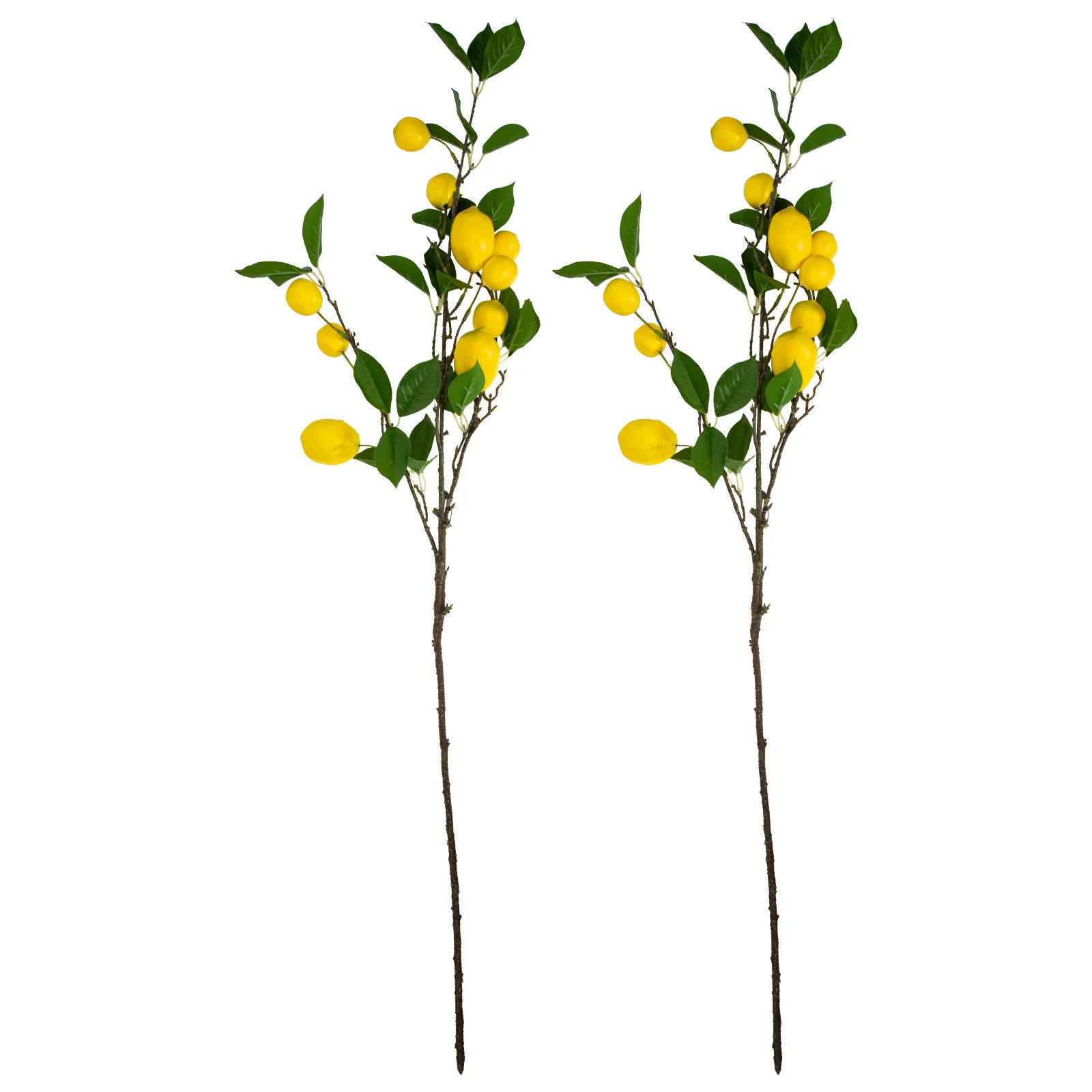 

2pcs Artificial Lemon Branch Yellow Fake Lemon Pick For Vase Decor Countertop Ornament Farmhouse Style Plant Decoration
