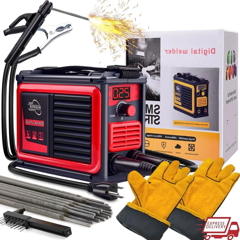 Upgraded Portable MMA-250A Welding Machine Stick Welder IGBT LCD Display DIY Arc Welder Arc Force Heat Dissipation ABS Material