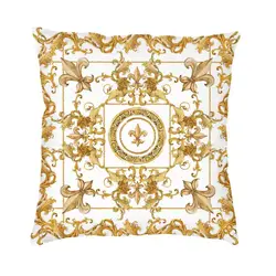 Golden Lion And Damask Ornament Luxury Throw Pillow Cover Decoration Baroque Cushions for Sofa