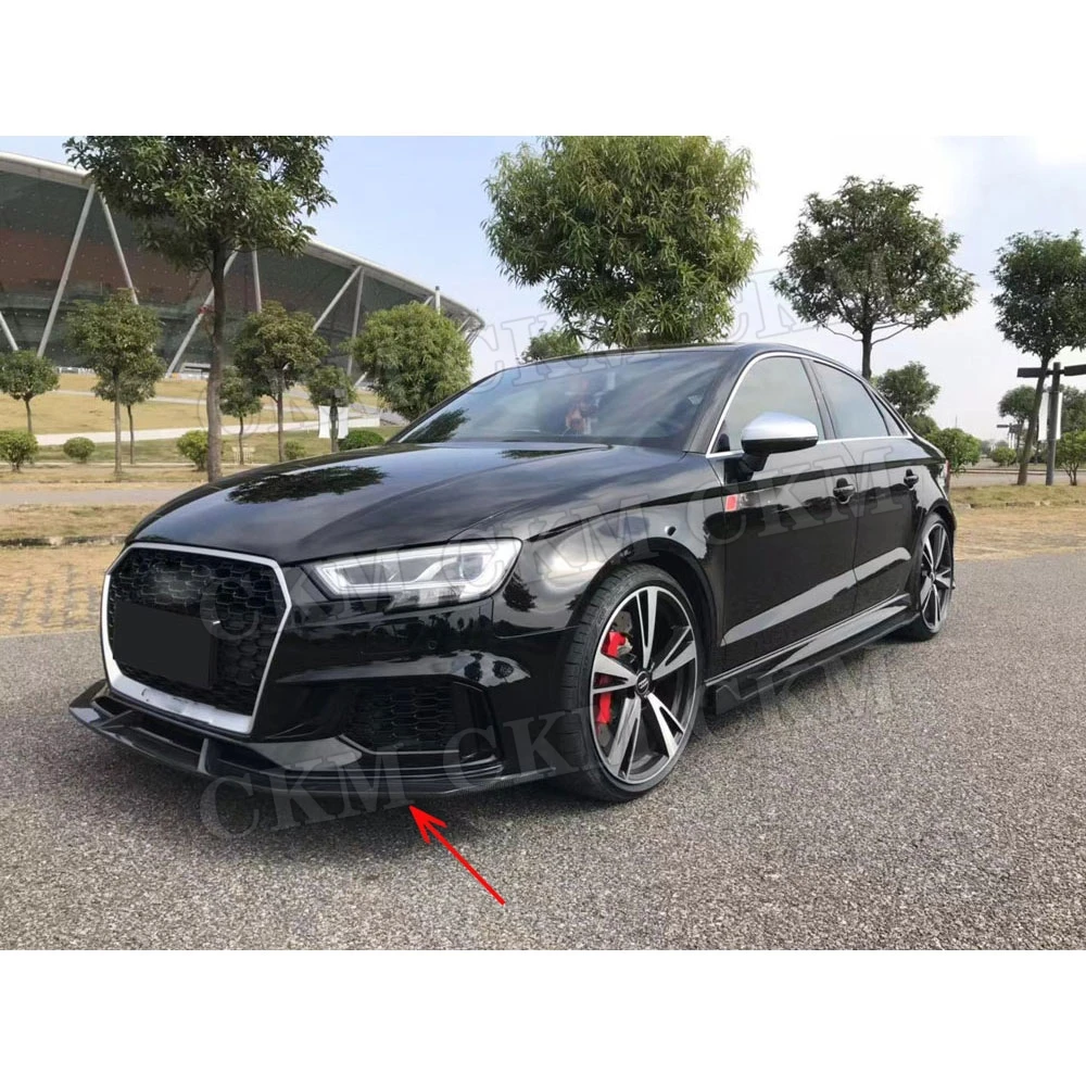 

Передний спойлер из углеродного волокна, бампер, защита подбородка для Audi RS3, базовый седан, 4-дверный, 2017 2018, комплекты кузова для стайлинга автомобилей
