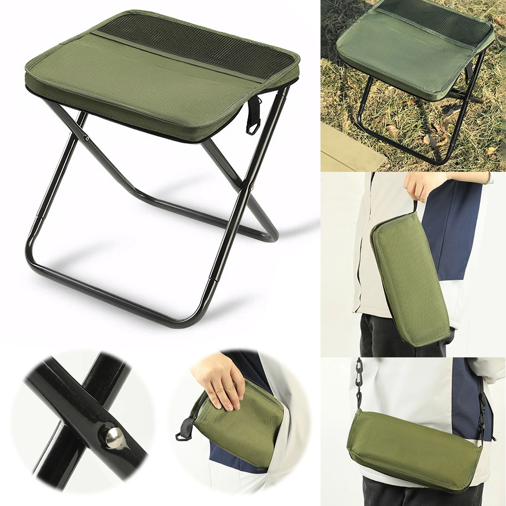 

Outdoor Zipper Bag Folding Chair with Mesh Bag Integrated Storage Chair Wear Resist for Picnic Gardening Barbecuing Hiking