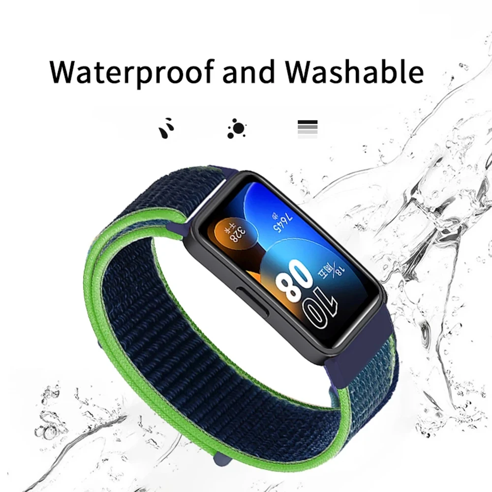 Huawei Band 10スマートウォッチ用ナイロンループストラップ、調節可能なベルトリストバンド、Huawei Band 9/8/10アクセサリー用スポーツブレスレット