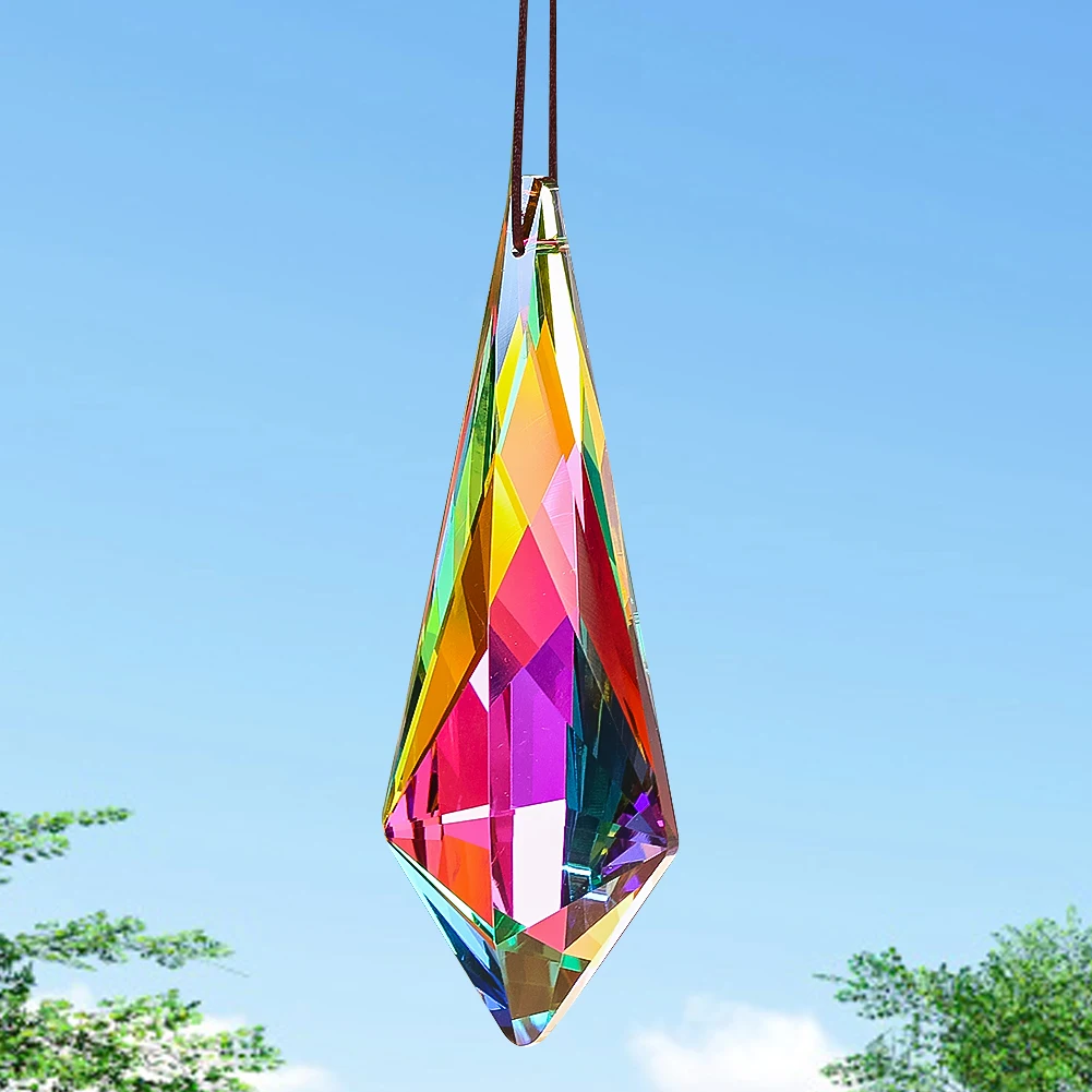 120mm AB Colorful Crystal Suncatcher Glass Prism Sunshine Catcher Garden Window Hanging Pendant Rainbow Maker Craft Home Decor