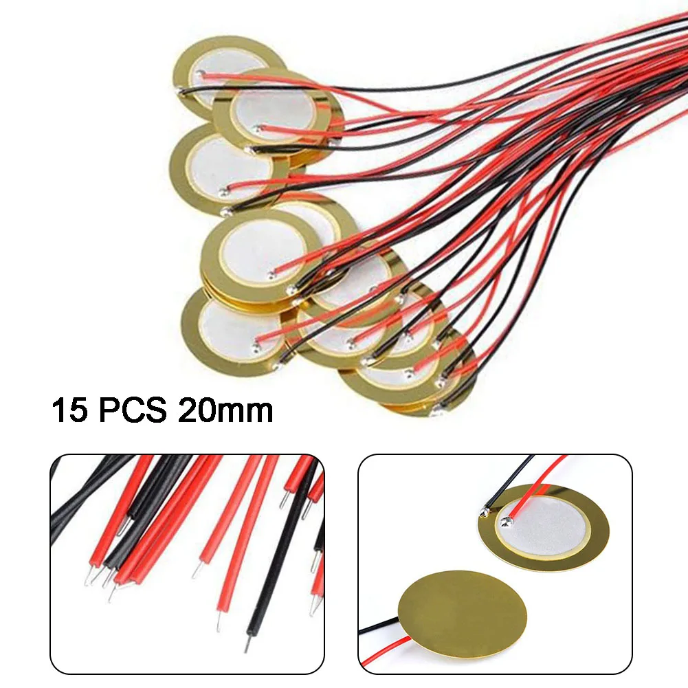 Guitar Trigger Piezo Discs 15pcs 5.6+/-0.5 KHz 15 PCS 20mm Piezo Discs Transducer Mic Drum Guitar Trigger Acoustic Pickup