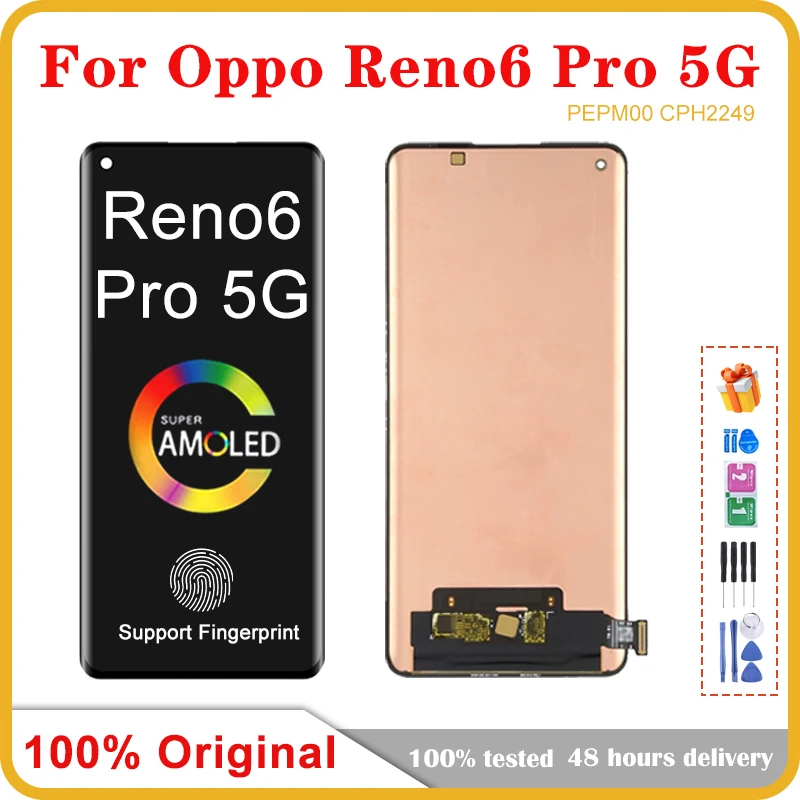 

6.55"Original AMOLED For Oppo Reno6 Pro 5G LCD Display Touch Screen Replacement For Reno 6 Pro PEPM00 CPH2249 CPH2247 LCD Screen