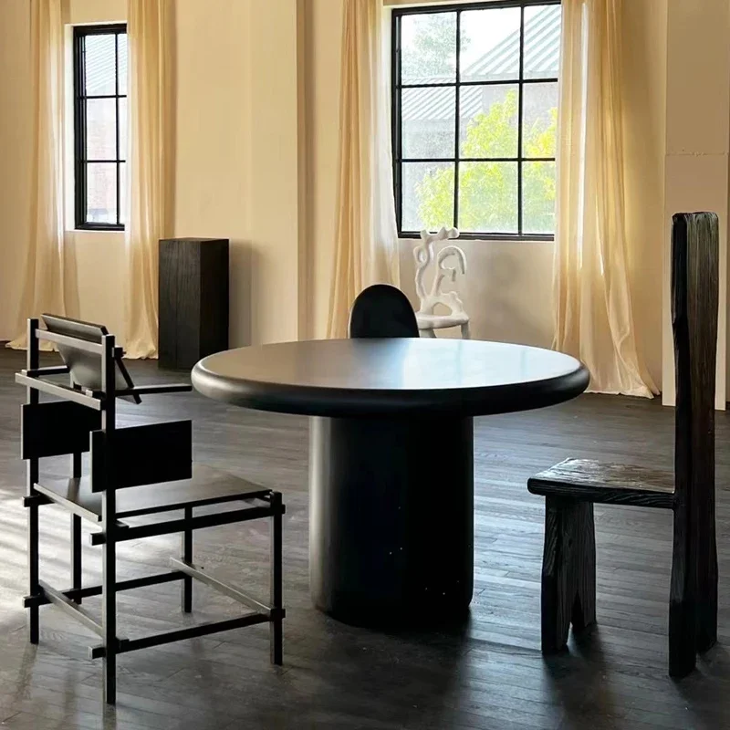 

Black Round Dining Table Modern Floor Style Design Kitchen Dining Table Living Room Luxury Tavolo Da Pranzo Home Furniture