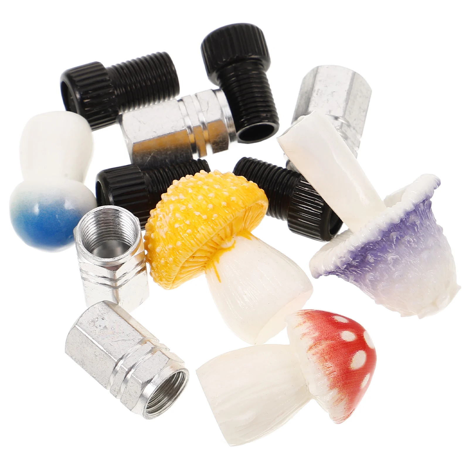 

4 Pcs Bike Valve Caps Mushroom Tire Replacement Decorations Core Funny Accessories Valves Metal Universal Fit