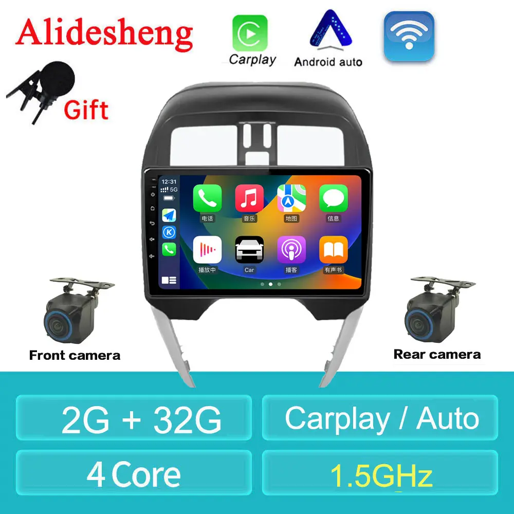 

new Android 13 Carplay Car Radio for Nissan Micra March Versa Sunny Multimedia Player GPS Auto Front and rear reversing video
