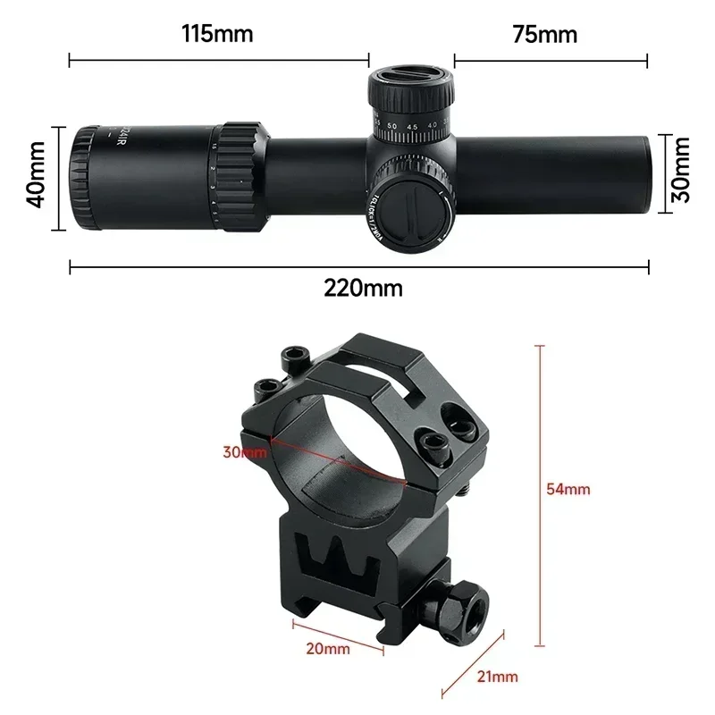 Imagem -04 - Óptico Caça Rifle Scope Sfp Hd1.26x24 Compact Scope Tactica Reflex Air Rifle Scopes Fit Ar15. 223 762