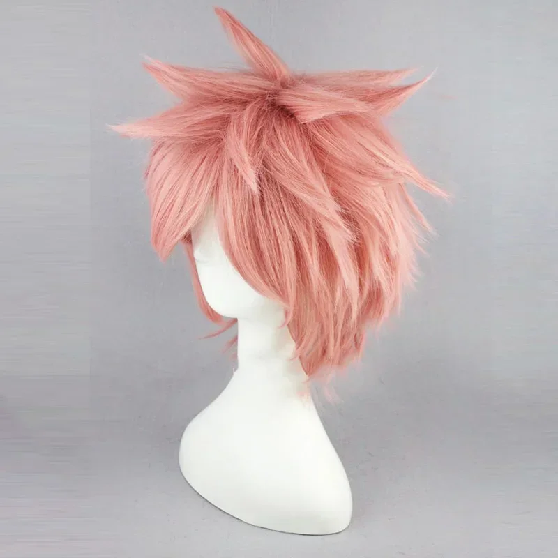 Etherious Natsu Dragneel wig 30cm Short Straight Wig for Man Women Unisex Costume Cosplay Wig Pink Hollween Christmas Party