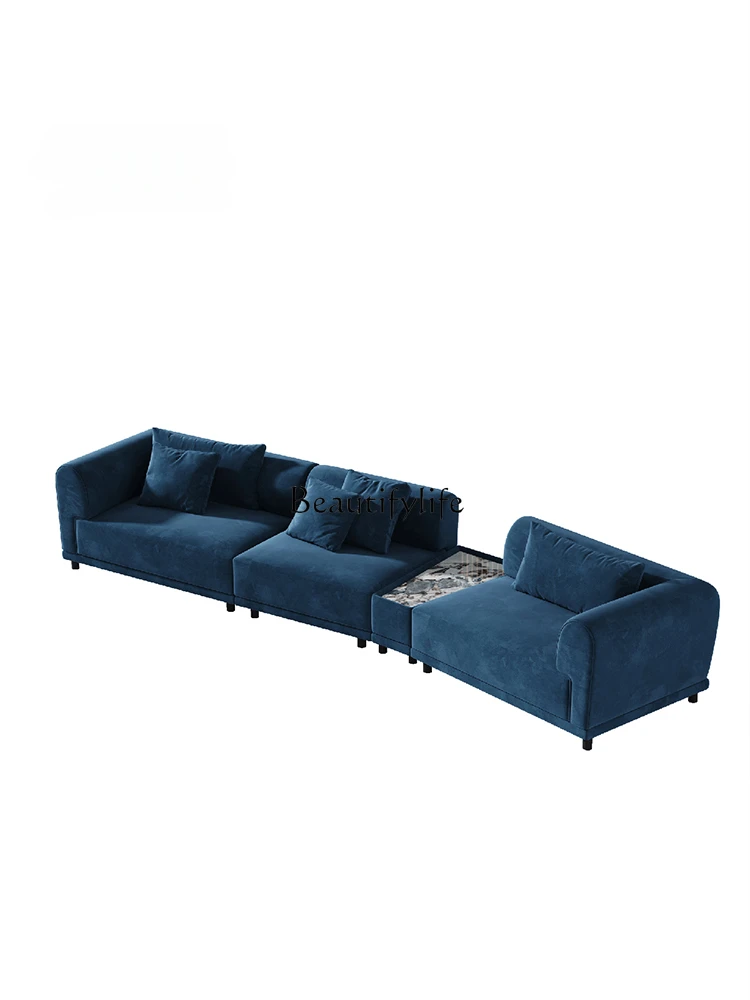 Italian Minimalist Living Room Flannel Sofa Creative Combination Straight Row Anti-Scratching Cloth Sofa